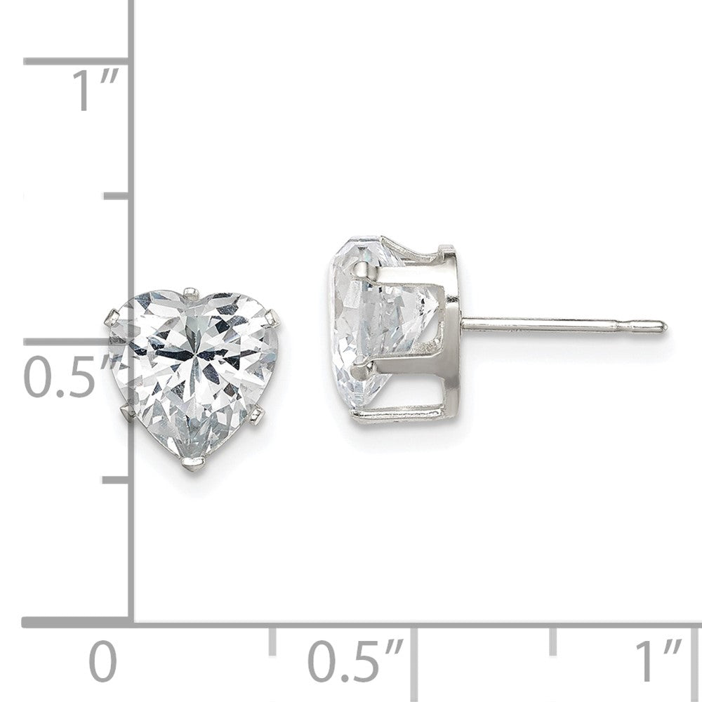Sterlingsilber Poliert 8mm Herz Snap Set Zirkonia Ohrstecker