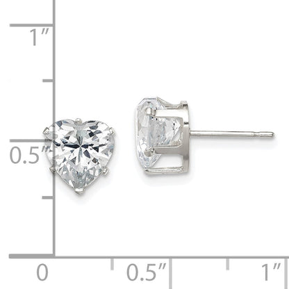 Sterlingsilber Poliert 8mm Herz Snap Set Zirkonia Ohrstecker