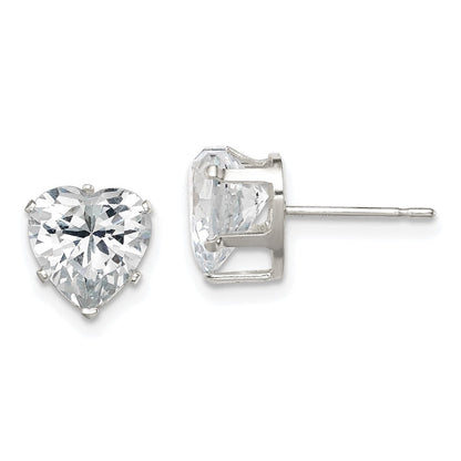Sterlingsilber Poliert 8mm Herz Snap Set Zirkonia Ohrstecker