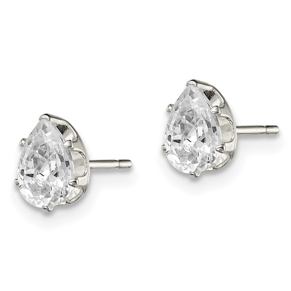 Sterlingsilber Poliert 6x4mm Tropfen Snap Set Zirkonia Ohrstecker