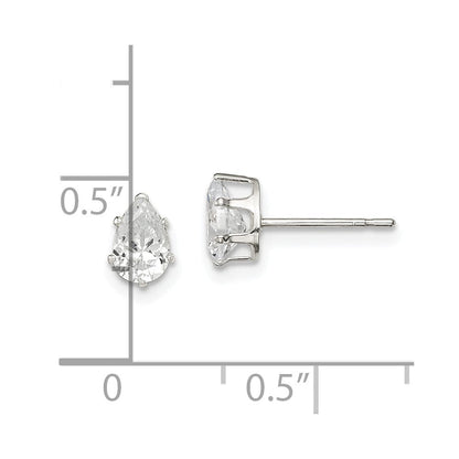 Sterlingsilber Poliert 6x4mm Tropfen Snap Set Zirkonia Ohrstecker