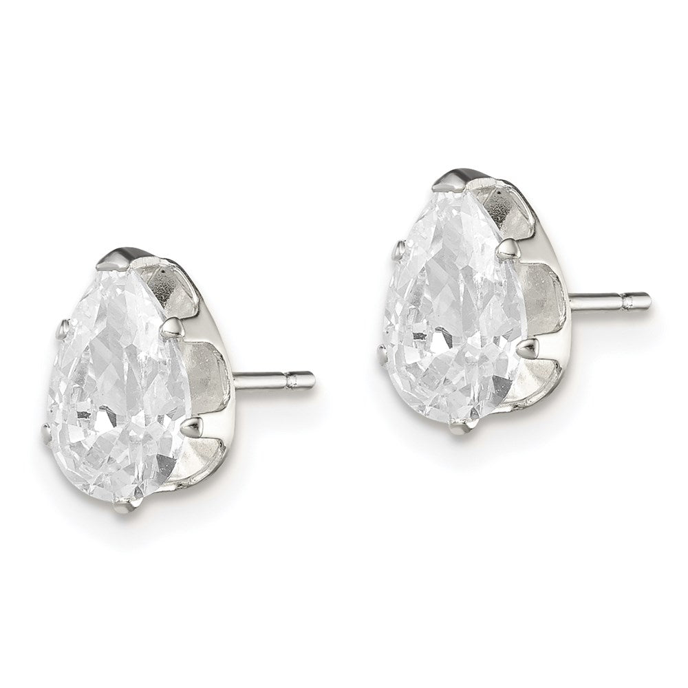 Sterlingsilber Poliert 8x5mm Tropfen Snap Set Zirkonia Ohrstecker