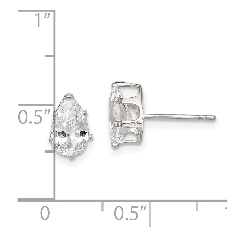 Sterlingsilber Poliert 8x5mm Tropfen Snap Set Zirkonia Ohrstecker
