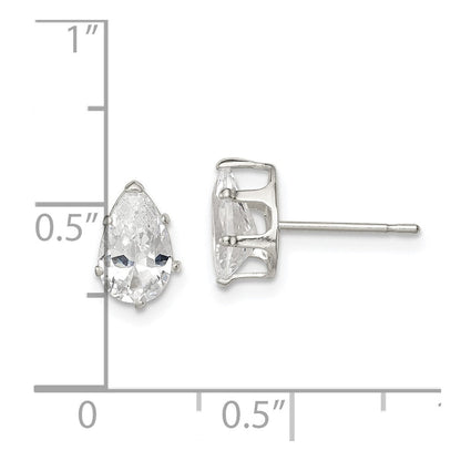 Sterlingsilber Poliert 8x5mm Tropfen Snap Set Zirkonia Ohrstecker