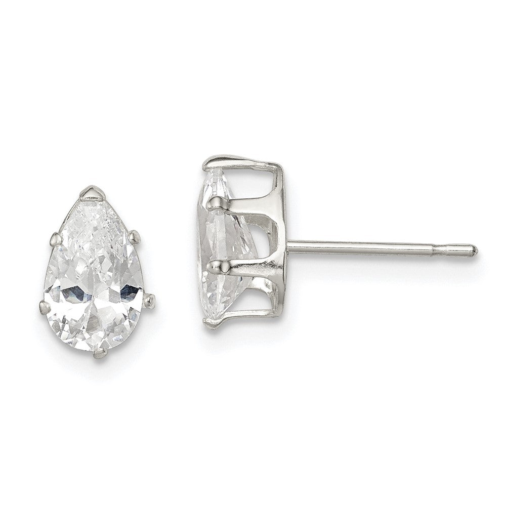 Sterlingsilber Poliert 8x5mm Tropfen Snap Set Zirkonia Ohrstecker