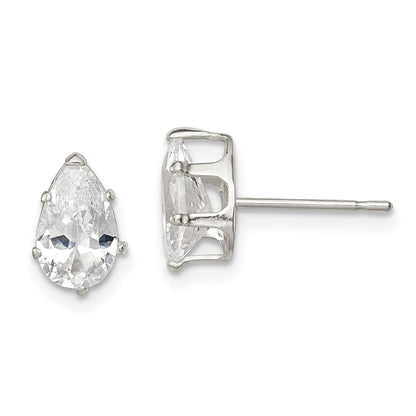 Sterlingsilber Poliert 8x5mm Tropfen Snap Set Zirkonia Ohrstecker