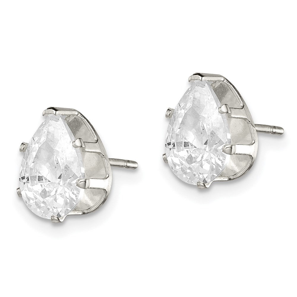 Sterlingsilber Poliert 9x6mm Tropfen Snap Set Zirkonia Ohrstecker
