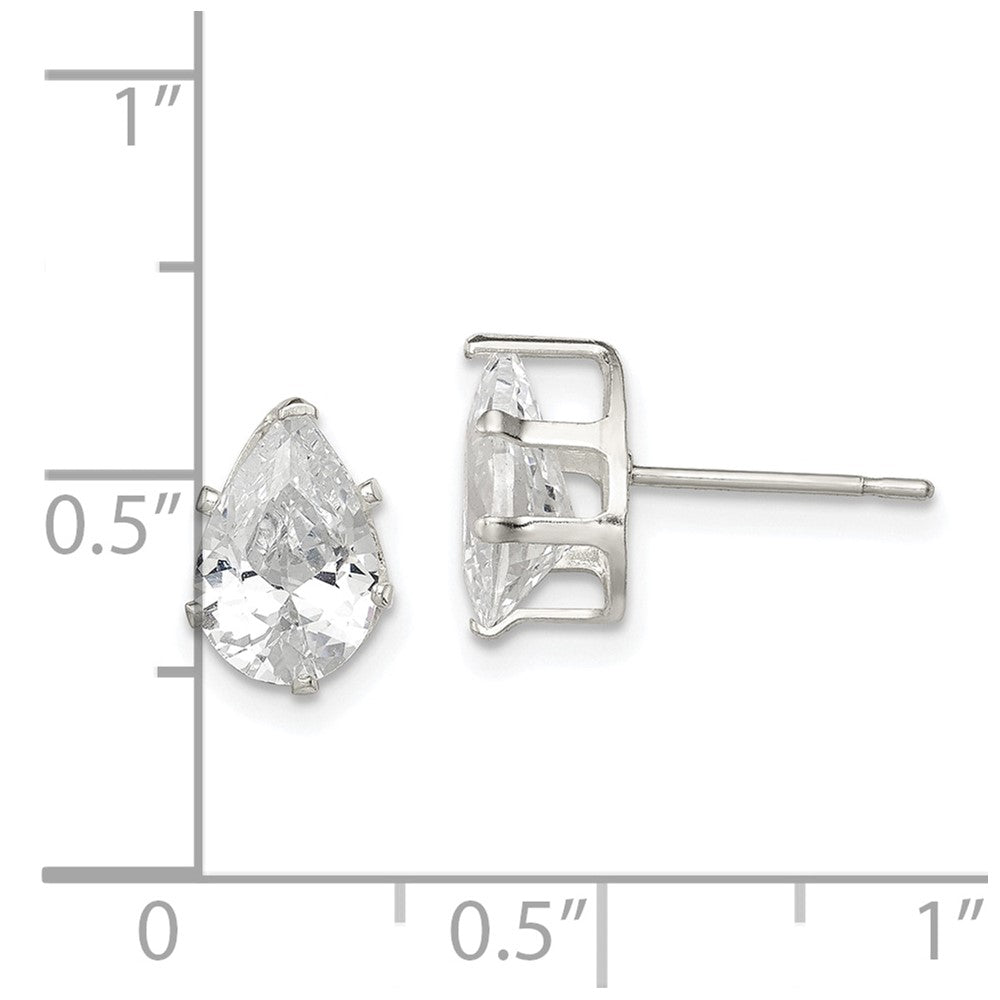 Sterlingsilber Poliert 9x6mm Tropfen Snap Set Zirkonia Ohrstecker