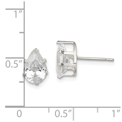 Sterlingsilber Poliert 9x6mm Tropfen Snap Set Zirkonia Ohrstecker