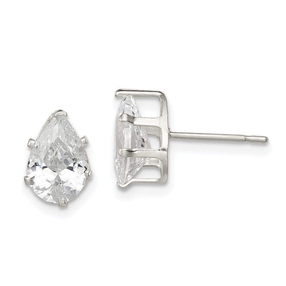 Sterlingsilber Poliert 9x6mm Tropfen Snap Set Zirkonia Ohrstecker