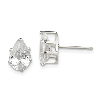 Sterlingsilber Poliert 9x6mm Tropfen Snap Set Zirkonia Ohrstecker