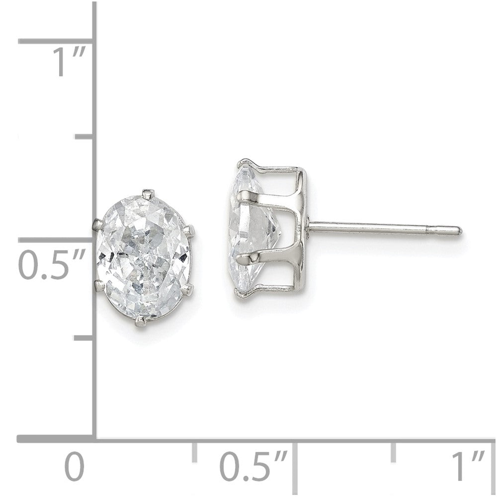 Sterlingsilber Poliert 8x6mm Oval Snap Set Zirkonia Ohrstecker