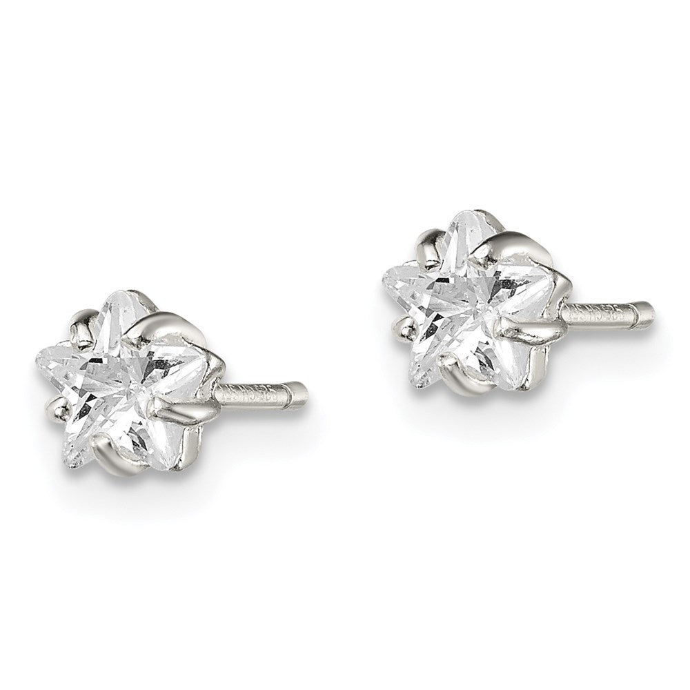 Sterlingsilber Poliert 5mm Stern Korb Set Zirkonia Ohrstecker