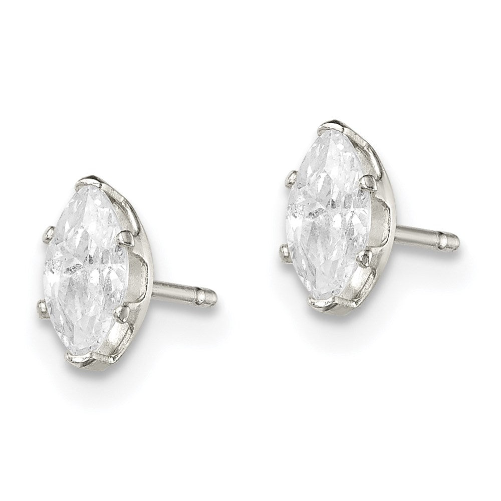 Sterlingsilber Poliert 6x3mm Marquise Snap Set Zirkonia Ohrstecker