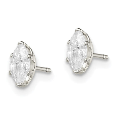 Sterlingsilber Poliert 6x3mm Marquise Snap Set Zirkonia Ohrstecker