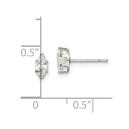 Sterlingsilber Poliert 6x3mm Marquise Snap Set Zirkonia Ohrstecker