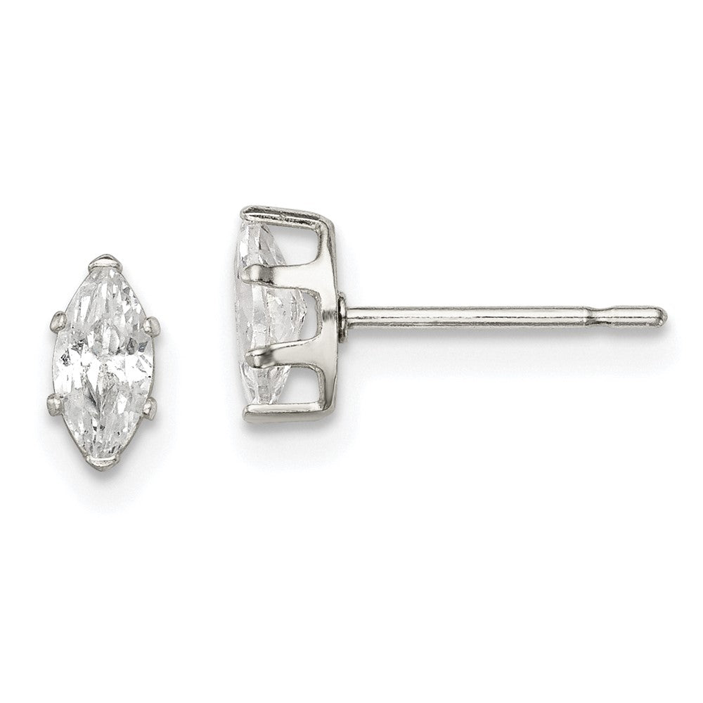 Sterlingsilber Poliert 6x3mm Marquise Snap Set Zirkonia Ohrstecker
