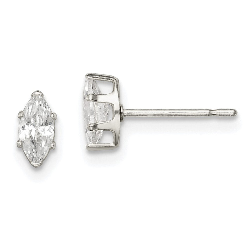 Sterlingsilber Poliert 6x3mm Marquise Snap Set Zirkonia Ohrstecker