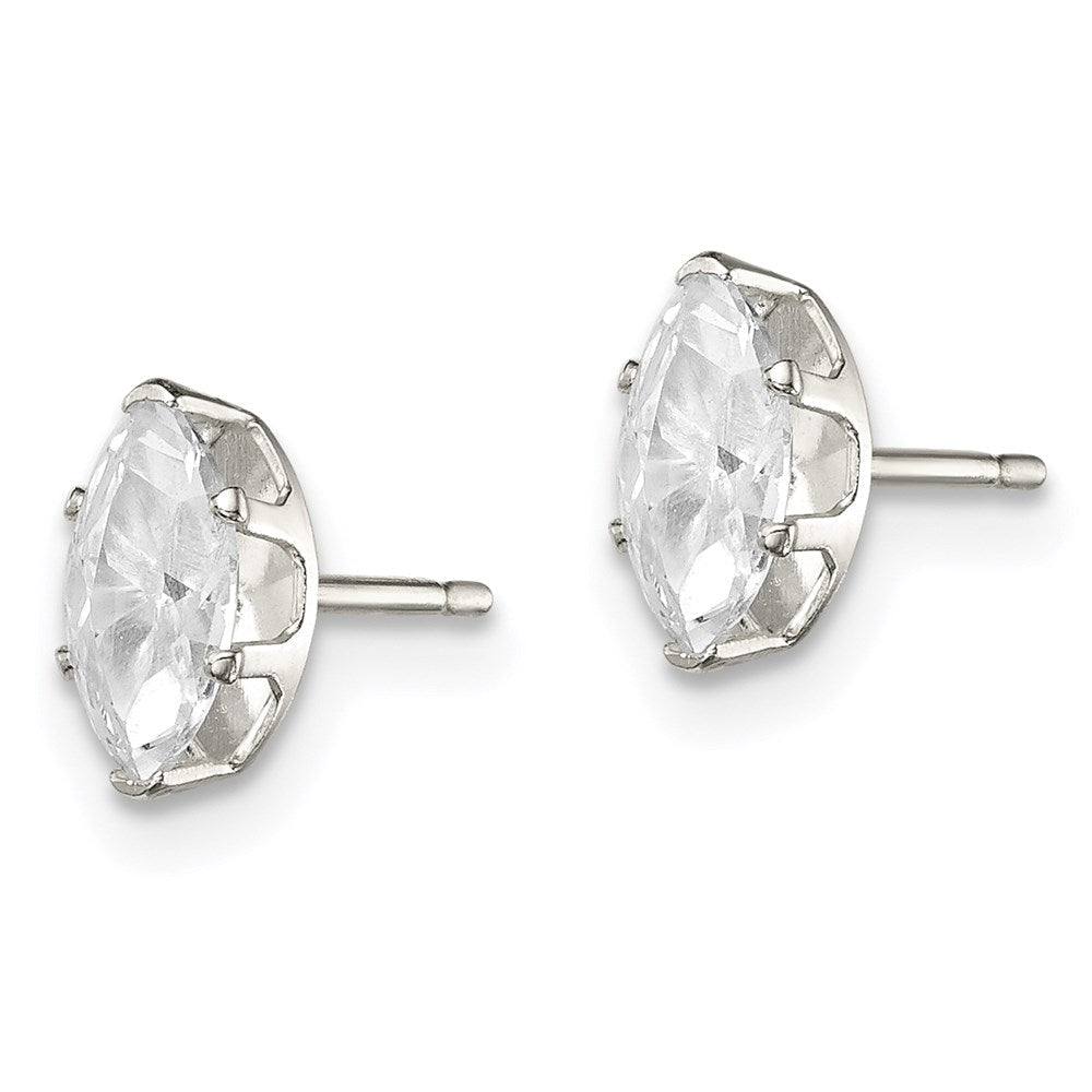 Sterlingsilber Poliert 7x3.5mm Marquise Snap Set Zirkonia Ohrstecker