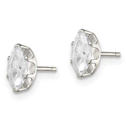 Sterlingsilber Poliert 7x3.5mm Marquise Snap Set Zirkonia Ohrstecker