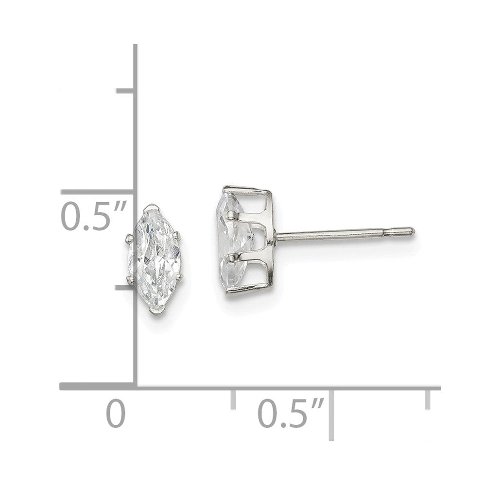 Sterlingsilber Poliert 7x3.5mm Marquise Snap Set Zirkonia Ohrstecker