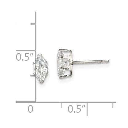 Sterlingsilber Poliert 7x3.5mm Marquise Snap Set Zirkonia Ohrstecker