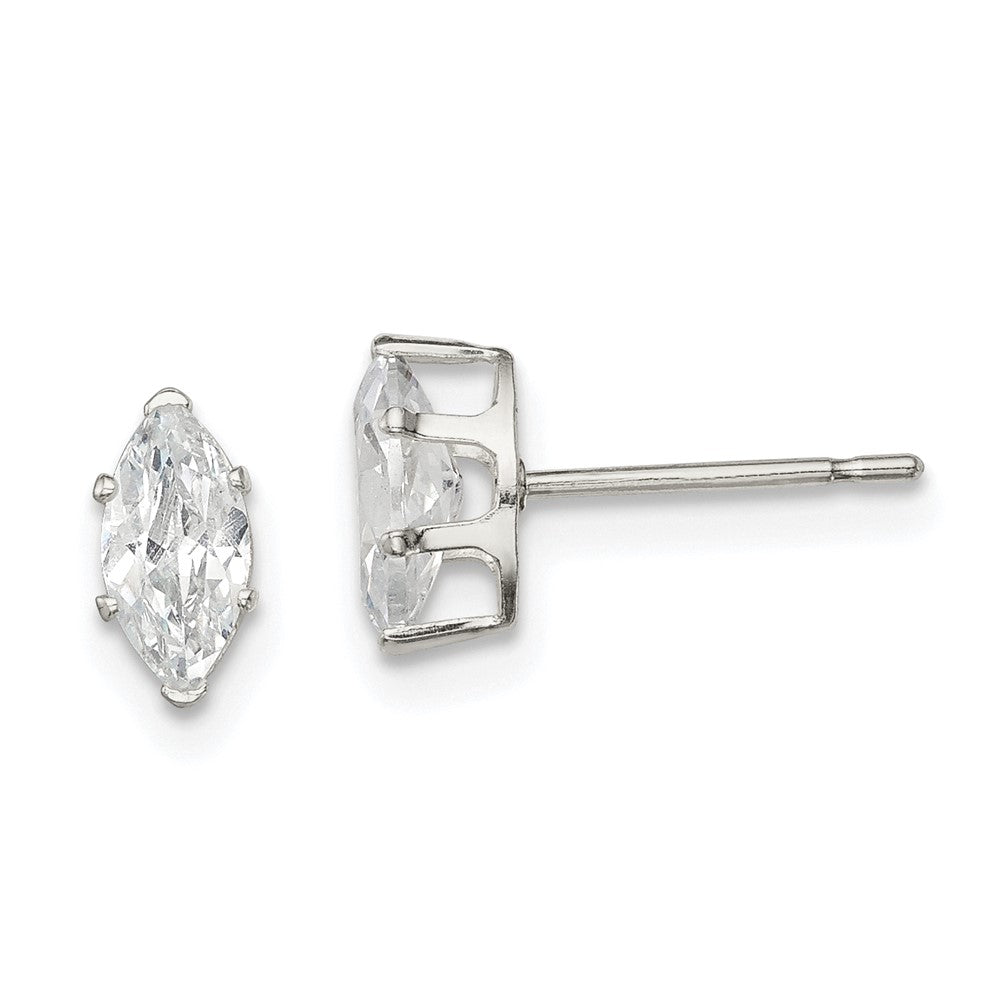 Sterlingsilber Poliert 7x3.5mm Marquise Snap Set Zirkonia Ohrstecker