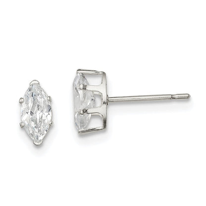 Sterlingsilber Poliert 7x3.5mm Marquise Snap Set Zirkonia Ohrstecker