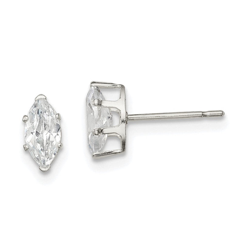 Sterlingsilber Poliert 7x3.5mm Marquise Snap Set Zirkonia Ohrstecker