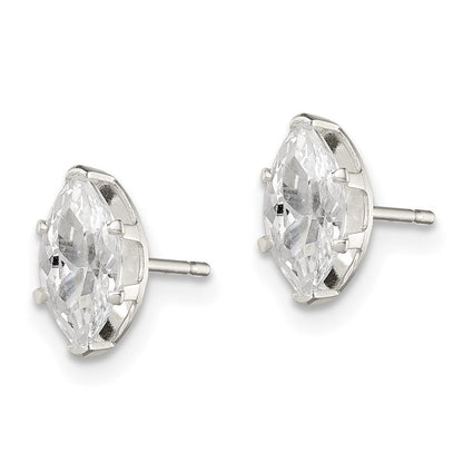 Sterlingsilber Poliert 8x4mm Marquise Snap Set Zirkonia Ohrstecker
