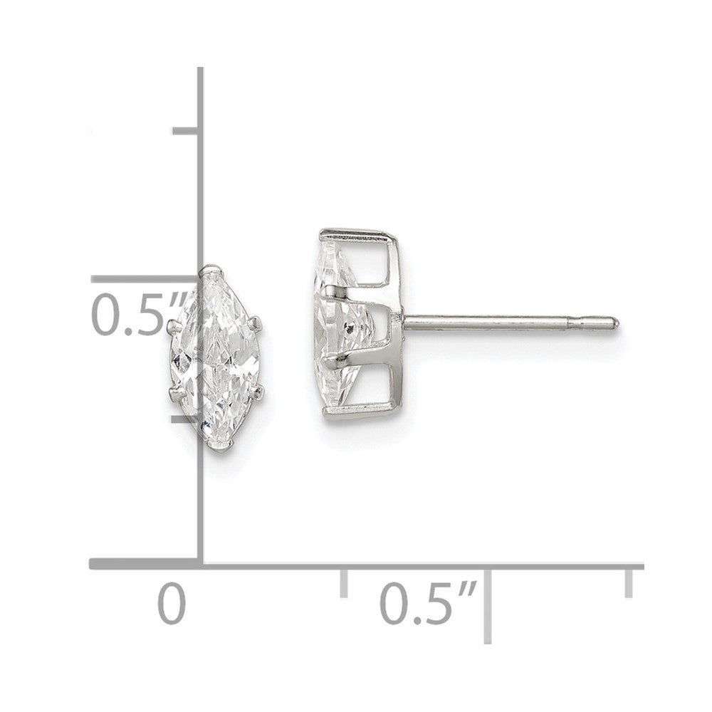 Sterlingsilber Poliert 8x4mm Marquise Snap Set Zirkonia Ohrstecker