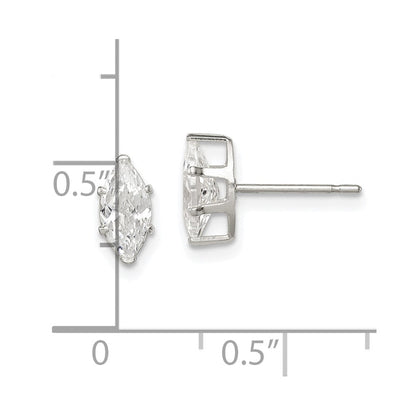 Sterlingsilber Poliert 8x4mm Marquise Snap Set Zirkonia Ohrstecker