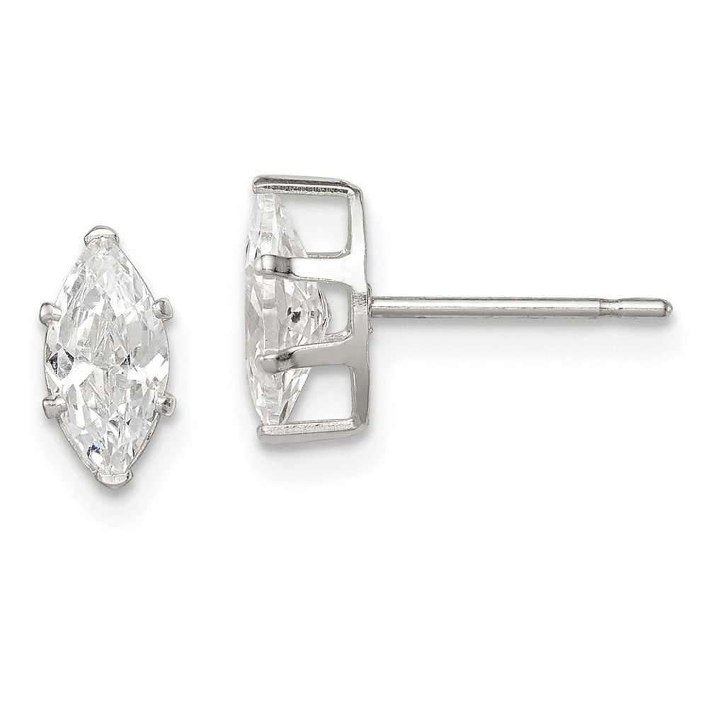 Sterlingsilber Poliert 8x4mm Marquise Snap Set Zirkonia Ohrstecker