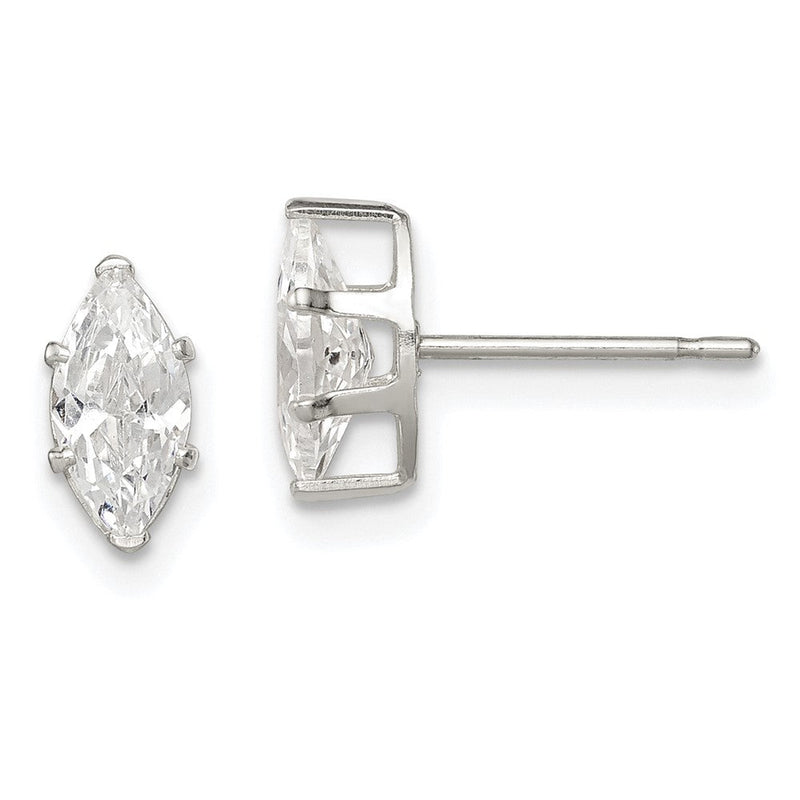 Sterlingsilber Poliert 8x4mm Marquise Snap Set Zirkonia Ohrstecker