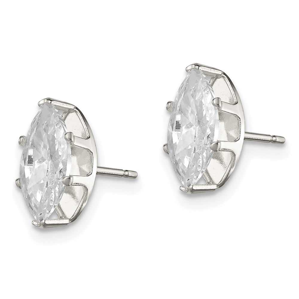 Sterlingsilber Poliert 10x5mm Marquise Snap Set Zirkonia Ohrstecker