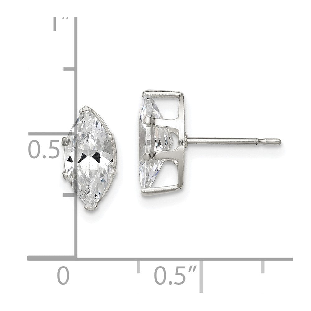 Sterlingsilber Poliert 10x5mm Marquise Snap Set Zirkonia Ohrstecker