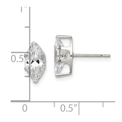 Sterlingsilber Poliert 10x5mm Marquise Snap Set Zirkonia Ohrstecker