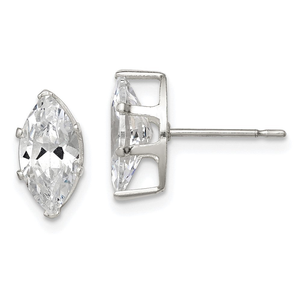 Sterlingsilber Poliert 10x5mm Marquise Snap Set Zirkonia Ohrstecker