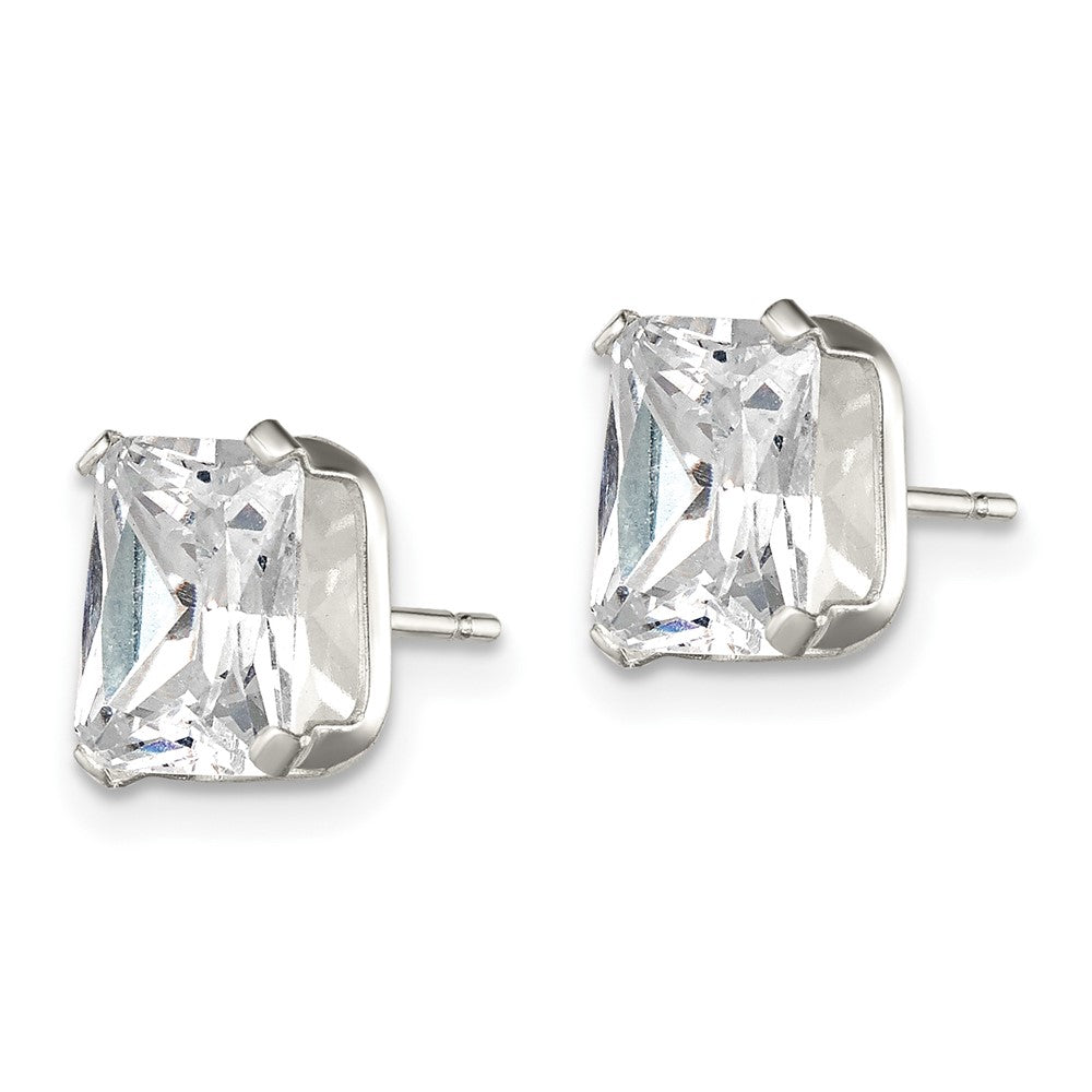 Sterlingsilber Poliert Smaragd-cut 8x6mm Korb Set Zirkonia Ohrstecker