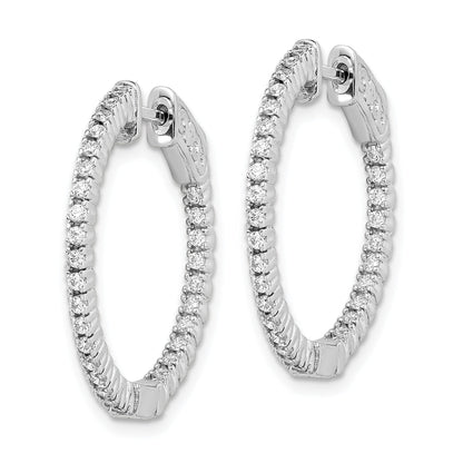 Sterlingsilber Schimmernd Rhodiniert 60 Stein 1.3mm Zirkonia in und Außen Rund Klappbar Creolen
