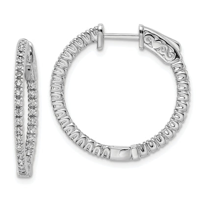 Sterlingsilber Schimmernd Rhodiniert 60 Stein 1.3mm Zirkonia in und Außen Rund Klappbar Creolen