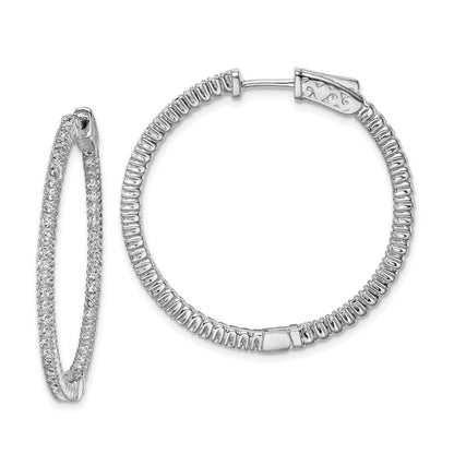 Sterlingsilber Schimmernd Rhodiniert 100 Stein 1.3mm Zirkonia in und Außen Rund Klappbar Creolen