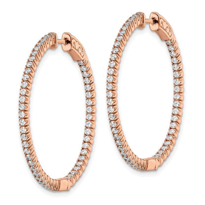 Sterlingsilber Schimmernd Roséfarben Glanz Rose Vergoldet 100 Stein 1.3mm Zirkonia in und Außen Rund Klappbar Creolen