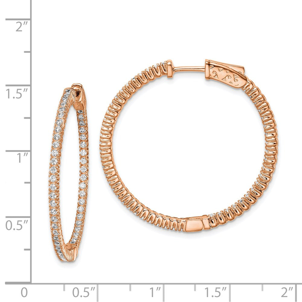 Sterlingsilber Schimmernd Roséfarben Glanz Rose Vergoldet 100 Stein 1.3mm Zirkonia in und Außen Rund Klappbar Creolen