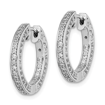 Sterlingsilber Schimmernd Rhodiniert 134 Stein 1.3mm Zirkonia in und Außen Rund Klappbar Creolen