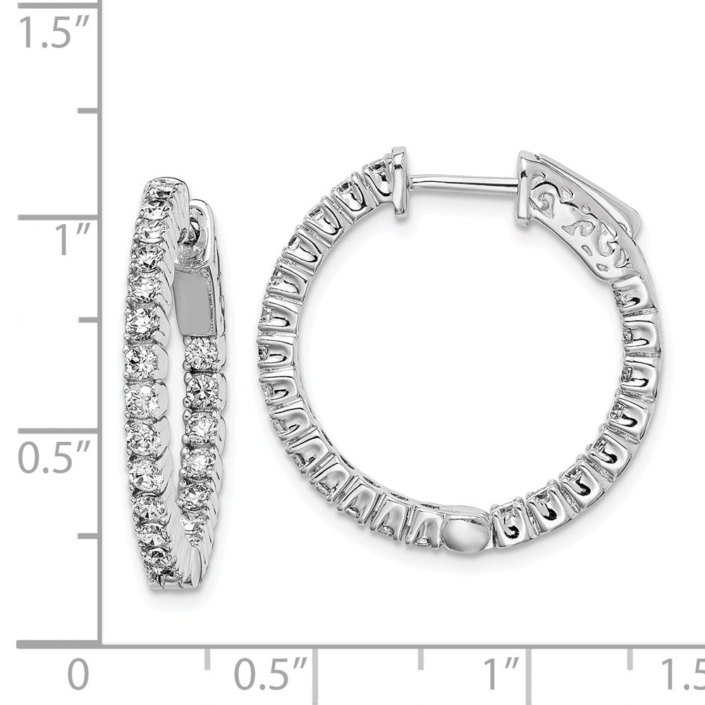 Sterlingsilber Schimmernd Rhodiniert 44 Stein 2mm Zirkonia in und Außen Rund Klappbar Creolen
