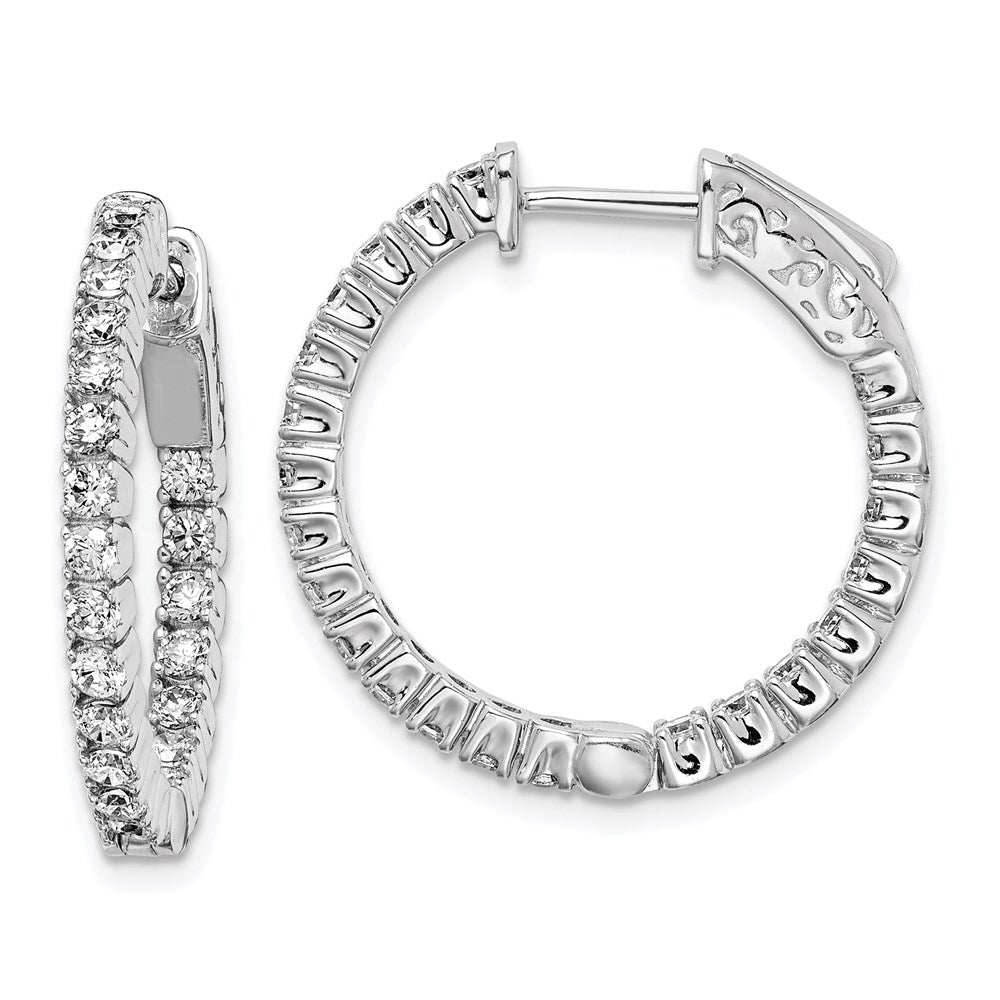 Sterlingsilber Schimmernd Rhodiniert 44 Stein 2mm Zirkonia in und Außen Rund Klappbar Creolen