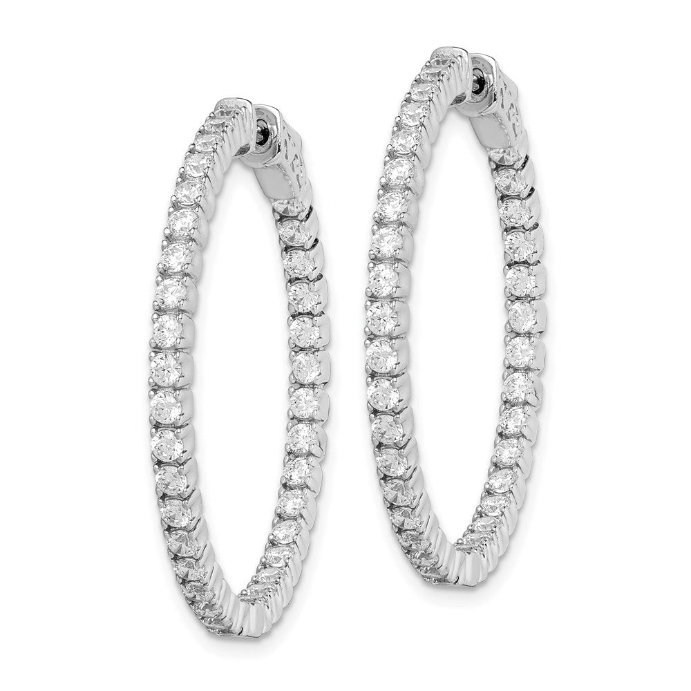 Sterlingsilber Schimmernd Rhodiniert 70 Stein 2mm Zirkonia in und Außen Rund Klappbar Creolen