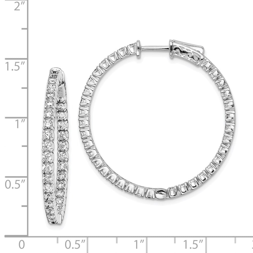 Sterlingsilber Schimmernd Rhodiniert 70 Stein 2mm Zirkonia in und Außen Rund Klappbar Creolen