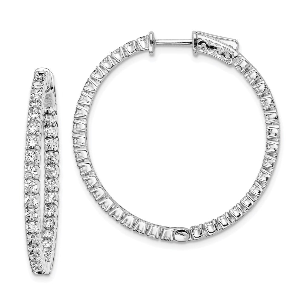 Sterlingsilber Schimmernd Rhodiniert 70 Stein 2mm Zirkonia in und Außen Rund Klappbar Creolen